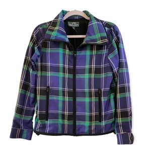 Ralph Lauren LRL Active Women's Plaid Checked Zip-Up Purple & Green Jacket sz S